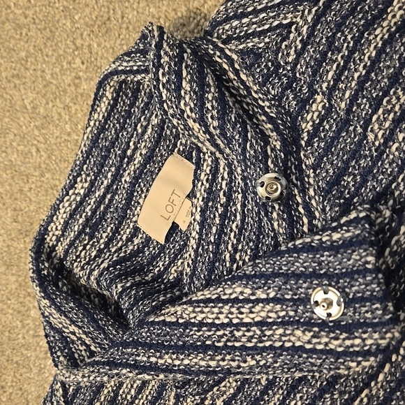 LOFT Navy and White Textured Jacket Womens Size Small - Picture 5 of 8